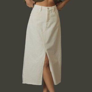 !!!NWT!!! Women's Voguish White Denim Midi Skirt with Front Slit, Small